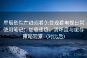 星辰影院在线观看免费观看电视日常使用笔记：加载速度、清晰度与缓存策略观察（对比后）