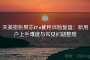 天美密桃果冻mv使用体验复盘：新用户上手难度与常见问题整理
