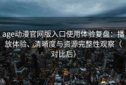 age动漫官网版入口使用体验复盘：播放体验、清晰度与资源完整性观察（对比后）