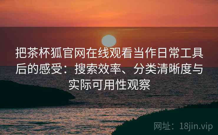 把茶杯狐官网在线观看当作日常工具后的感受：搜索效率、分类清晰度与实际可用性观察