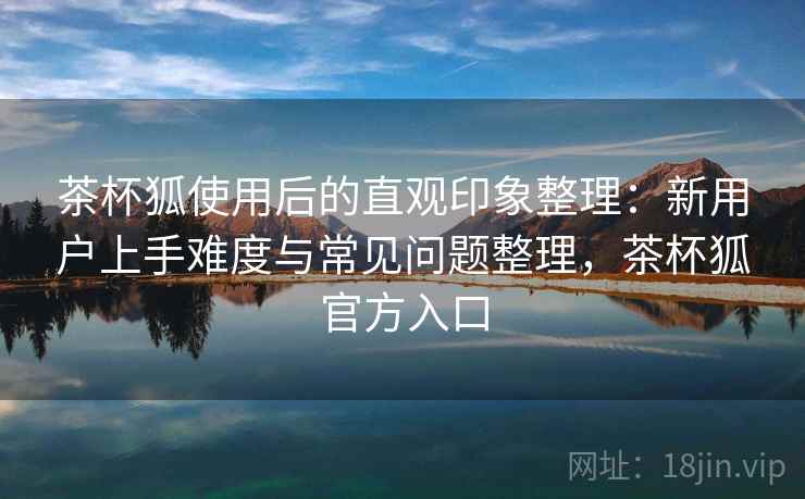 茶杯狐使用后的直观印象整理：新用户上手难度与常见问题整理，茶杯狐官方入口