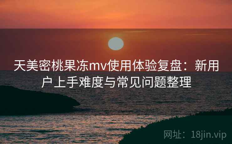 天美密桃果冻mv使用体验复盘：新用户上手难度与常见问题整理